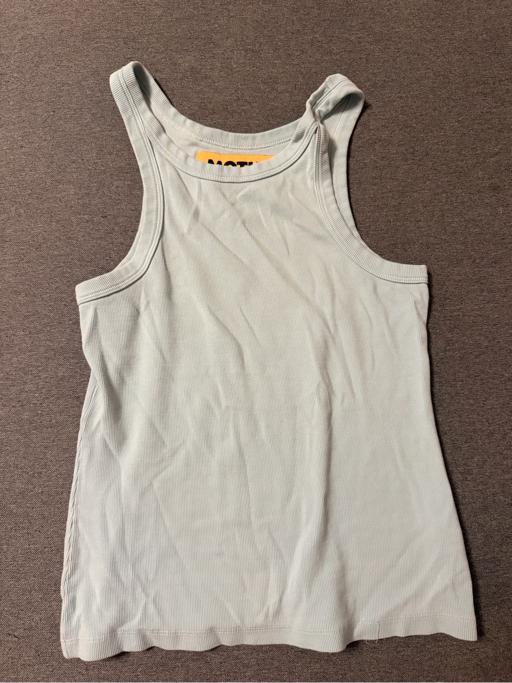 MOTHER ‘chin ups’ Ribbed Tank Top in Light Blue